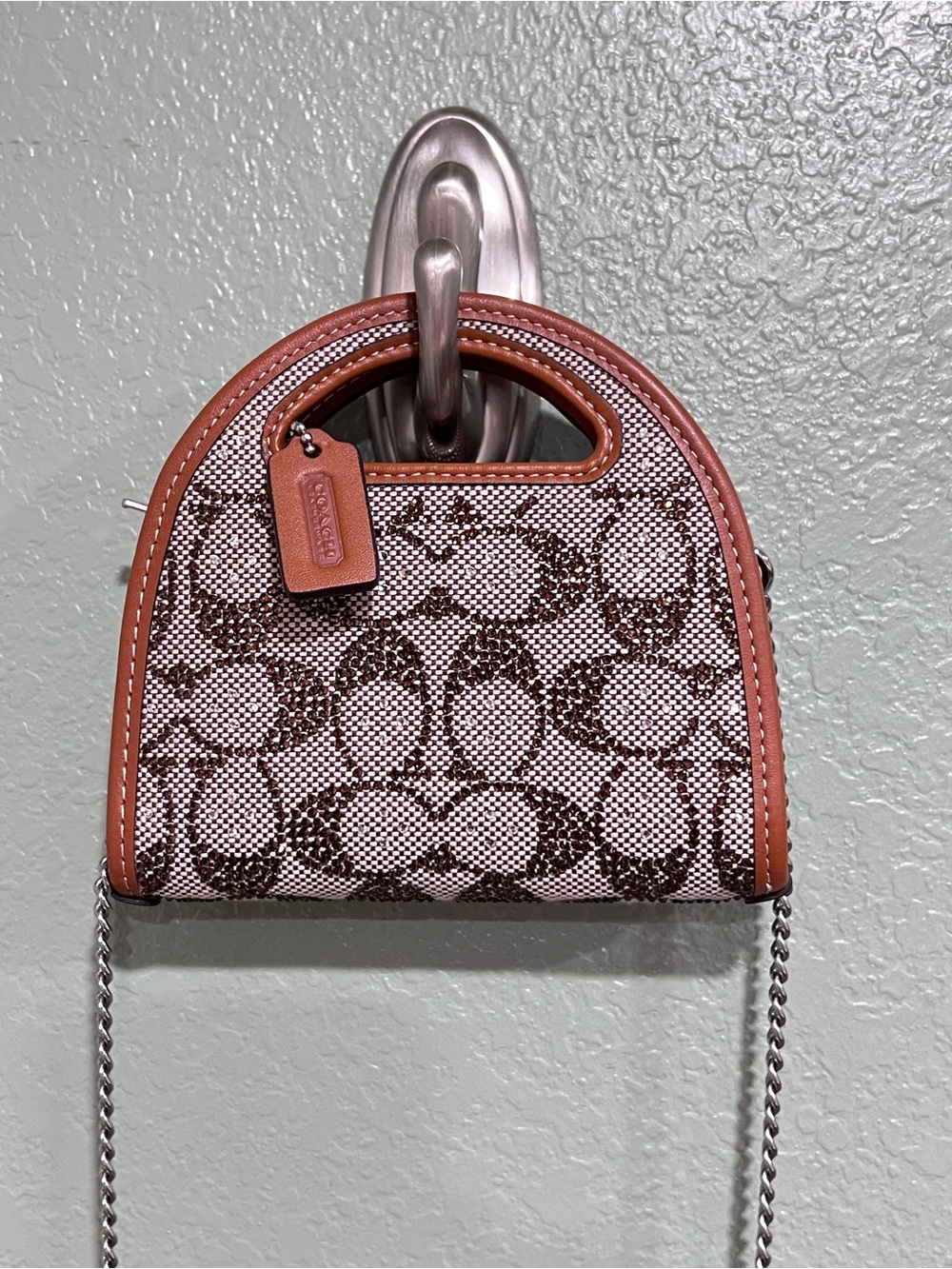Coach Crystal Signature Jacquard Top Handle Card Case Wallet - Picture 3 of 6